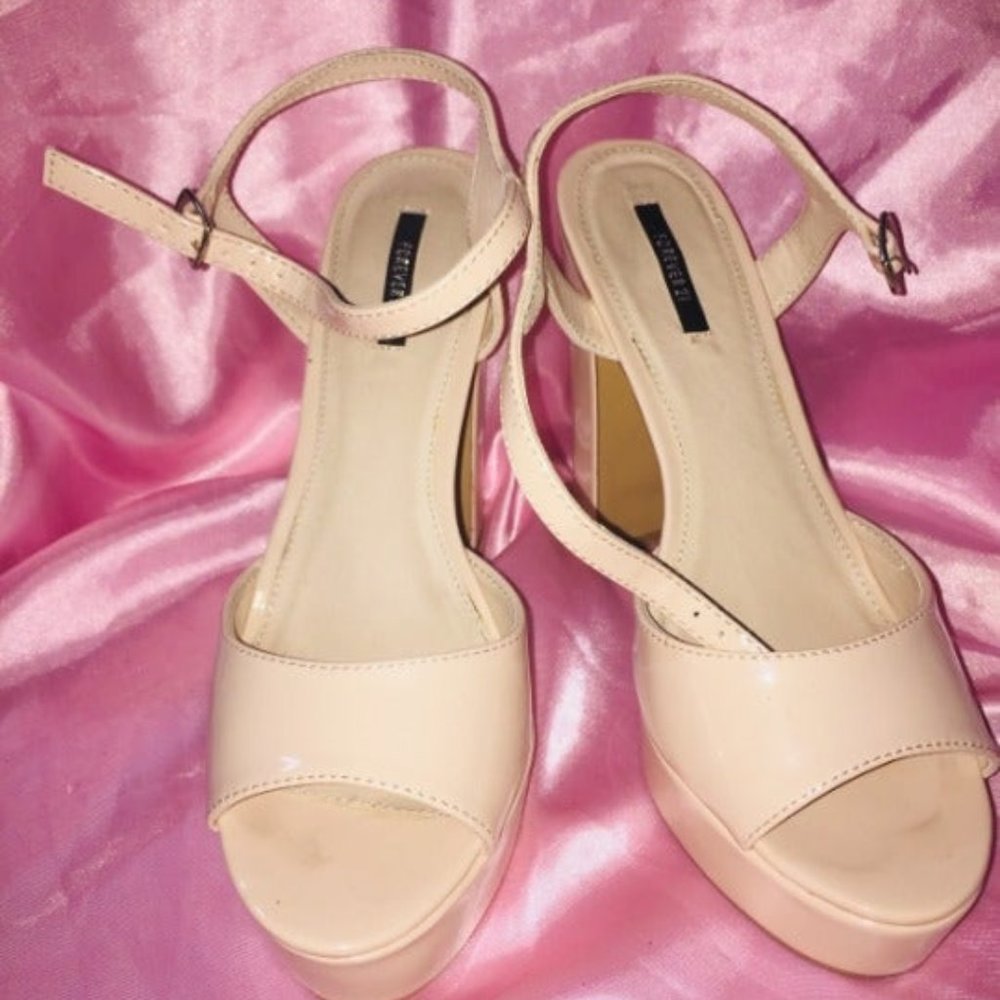 Forever 21 Beige Heels 3-4" Strap
